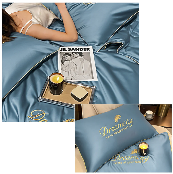 🌙 Elegante Wasbare Zijde Bedset